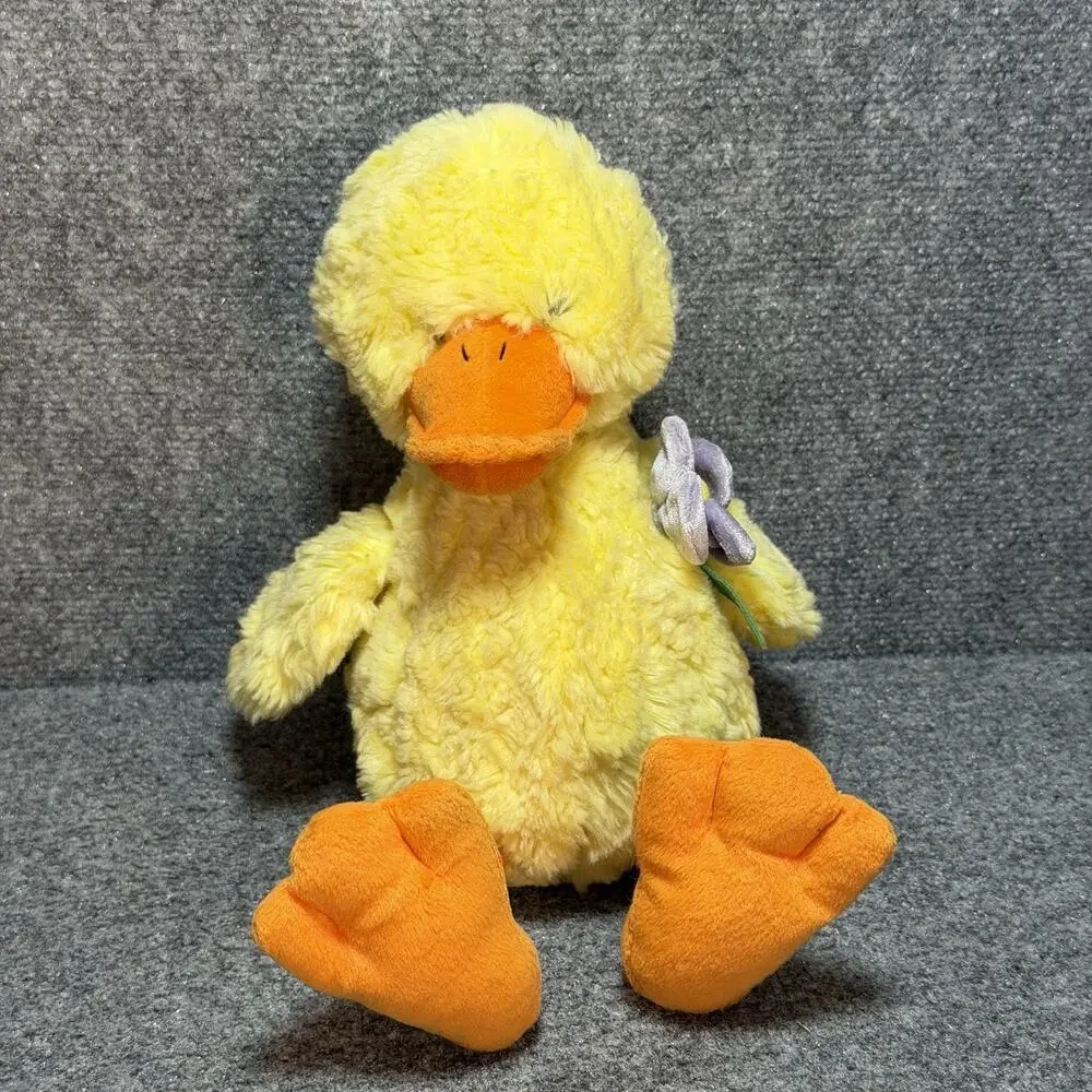 Vintage Gund Yellow Flower Duck Duckling Plush Stuffed Animal Soft Cuddly 12”